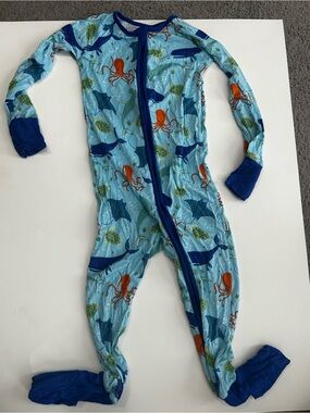 Little Sleepies Light Blue Ocean Animal Print Footie